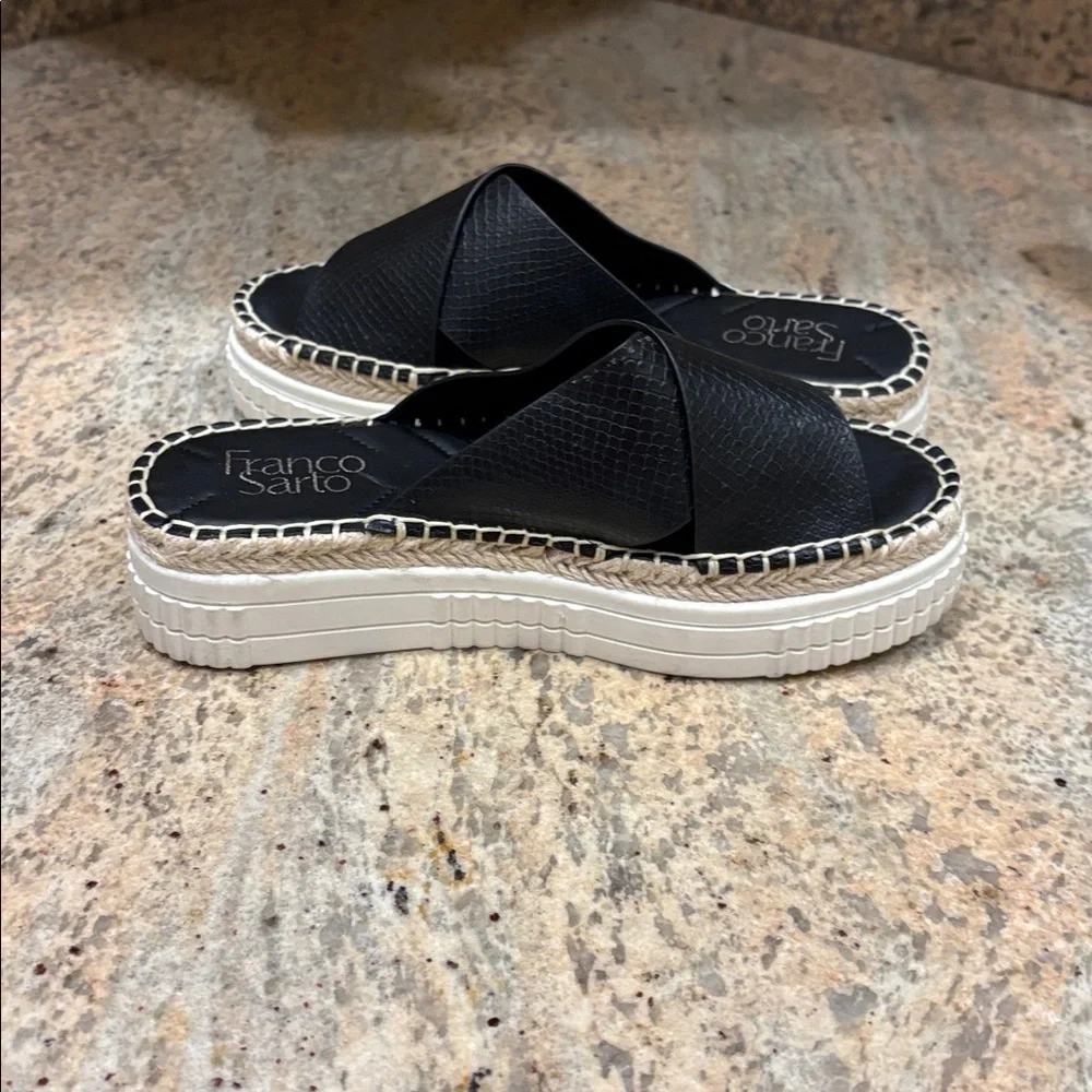 Franco Sarto Black Espadrille Slides. They are a woman's size 6